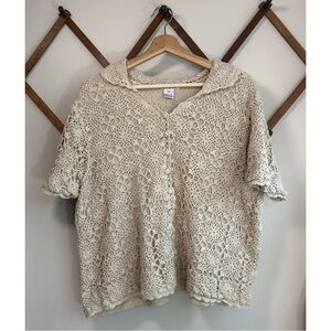 Vintage | Crochet Collared Button Down | 2X